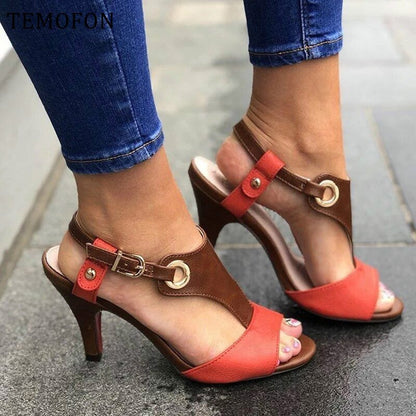 Womens Sandals Peep Toe Platform Block Heels