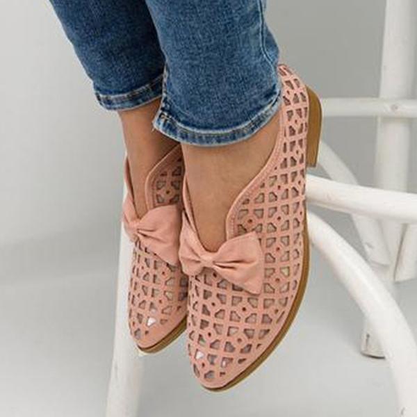 New Fashion Bowtie Pointed Flat Shoes Women