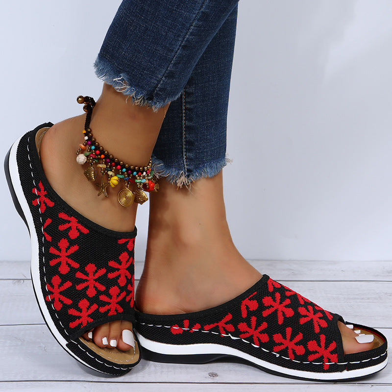 Womens Floral Embroidery Slipper