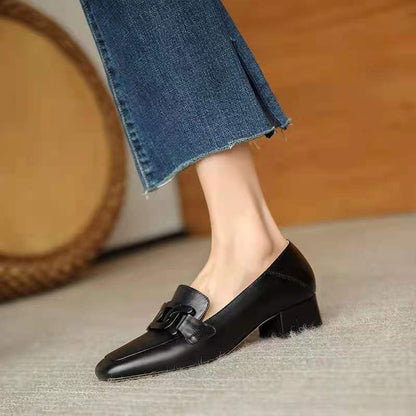 Women's Square Toe Low Heels College Shoes Slip On