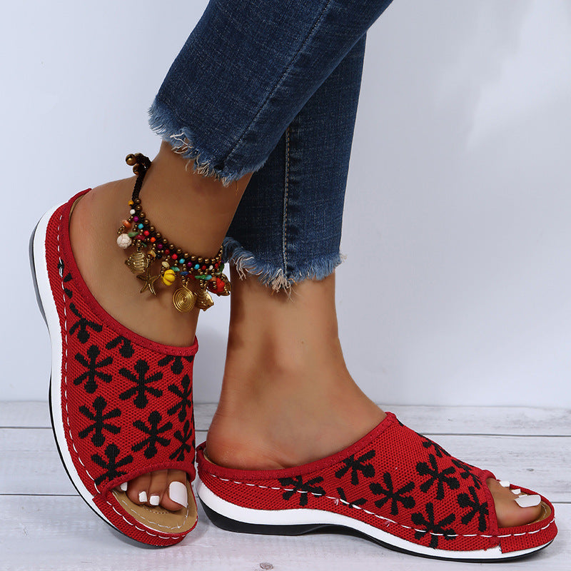 Womens Floral Embroidery Slipper