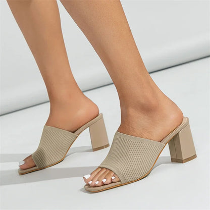 Concise Square Chunky Heels Sandals