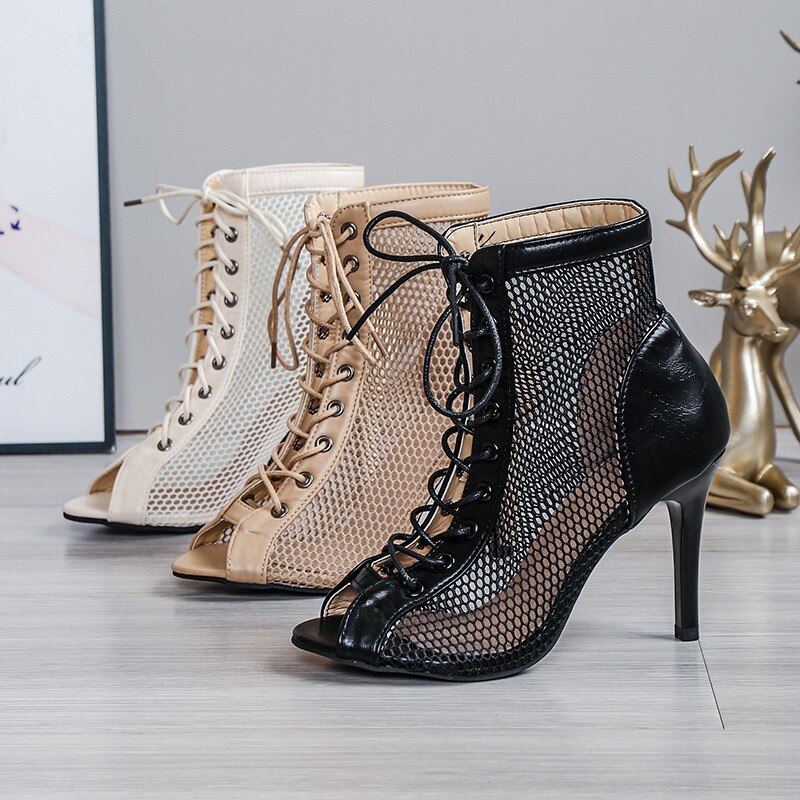 Fashion High Heel Women's Mouth Cut Out Breathable Boots