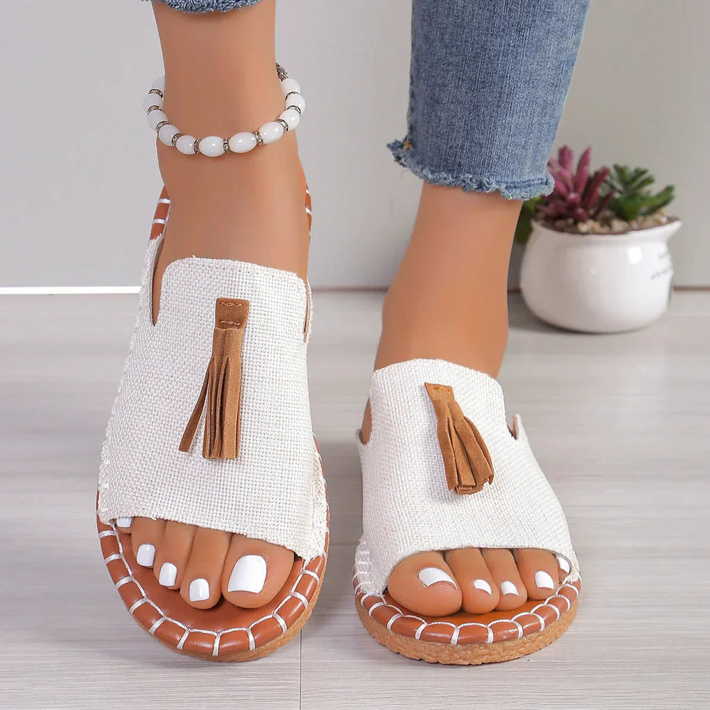 Womens Casual Slip-on Tassel Sandals