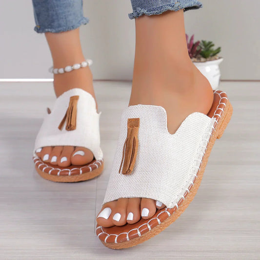 Womens Casual Slip-on Tassel Sandals