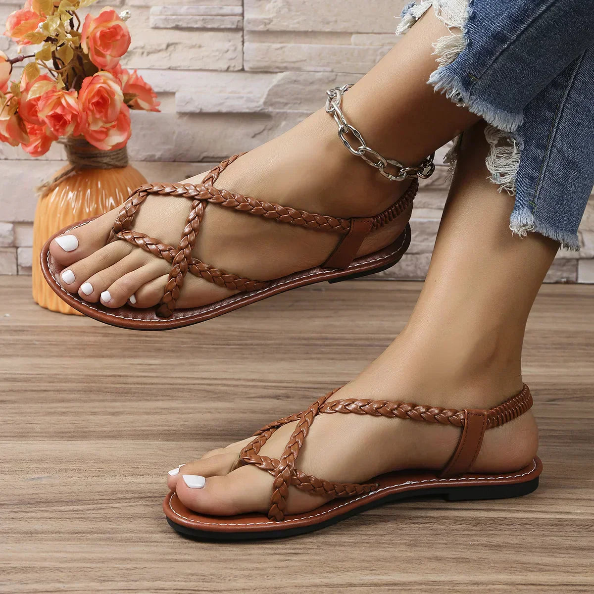 Braided Casual Clip Toe Summer Sandals for Women