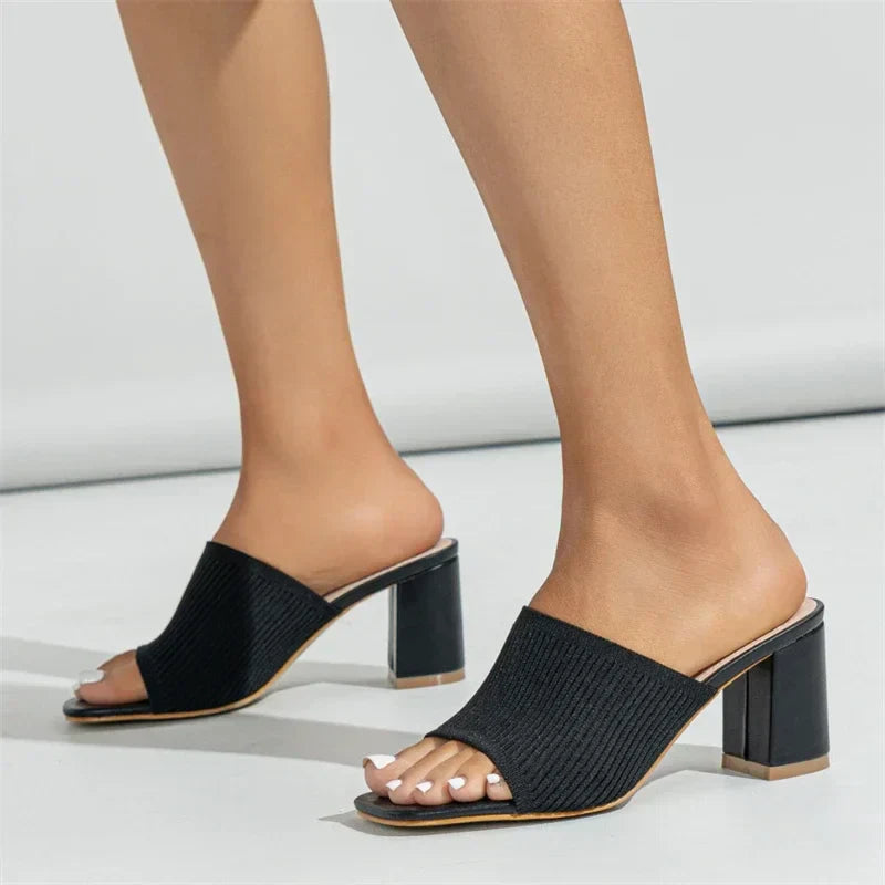 Concise Square Chunky Heels Sandals