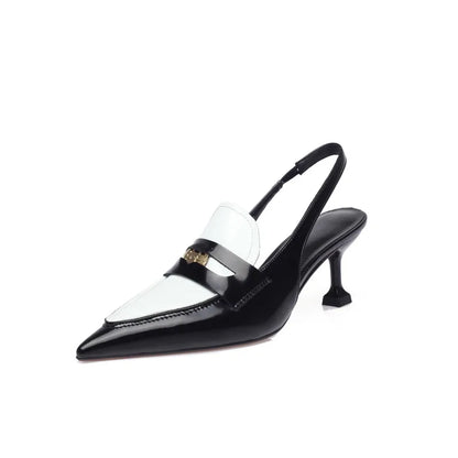 Women's Genuine Leather Color-blocking High Heels