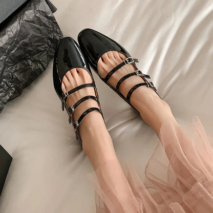 True Leather Thin Buckle High Heels