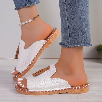 Womens Casual Slip-on Tassel Sandals