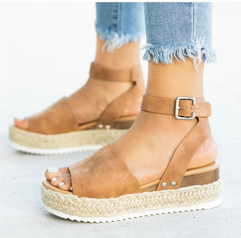 Womens Wedge Platform Ankle Strap Sandals