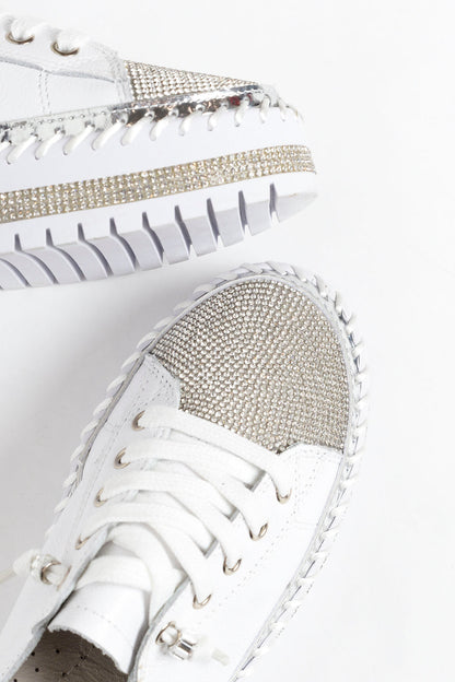 Flat Bottomed Sneakers with Rhinestone