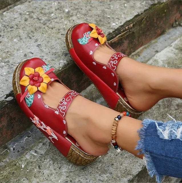 Summer Flower Design Wedge Hollow Out Shoes