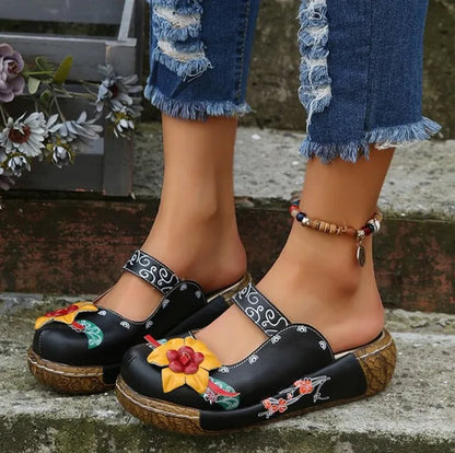 Summer Flower Design Wedge Hollow Out Shoes