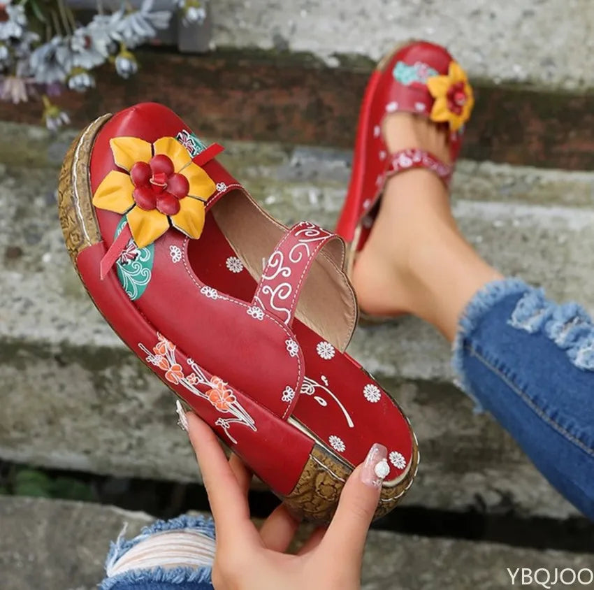 Summer Flower Design Wedge Hollow Out Shoes