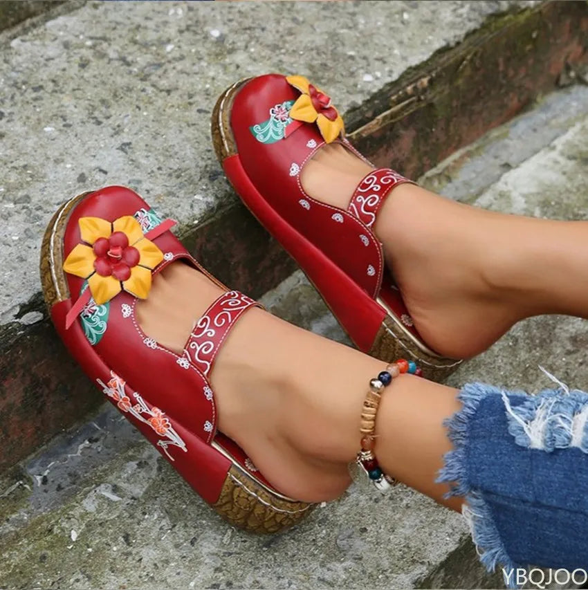 Summer Flower Design Wedge Hollow Out Shoes