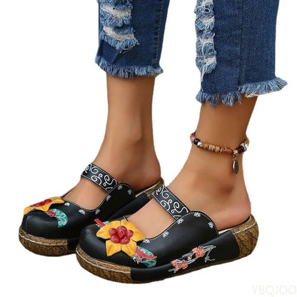 Summer Flower Design Wedge Hollow Out Shoes