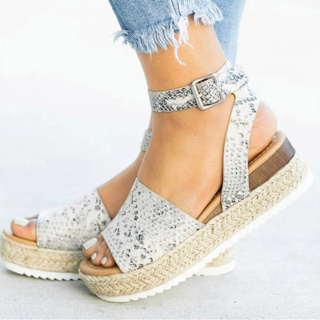 Womens Wedge Platform Ankle Strap Sandals