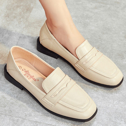 Leather Flat Heel Closed Toe Shoes