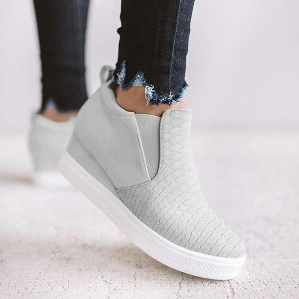 Women Round Hollow Wedges Ankle Zipper Shoes