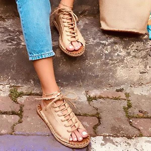 Women Casual Summer Lace Up Slide Sandals