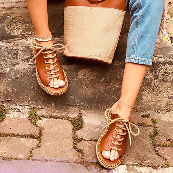 Women Casual Summer Lace Up Slide Sandals