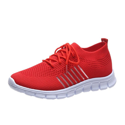 Women's Knitted Running Sneakers, plain colour breathe in Low Top Walking Trainers