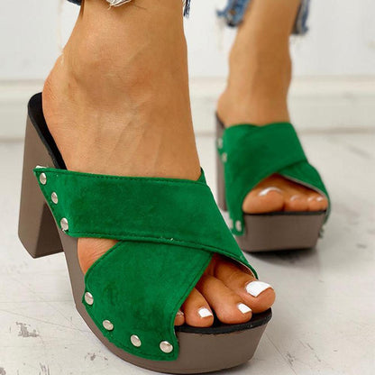 Block Heel Sandals Peep Toe