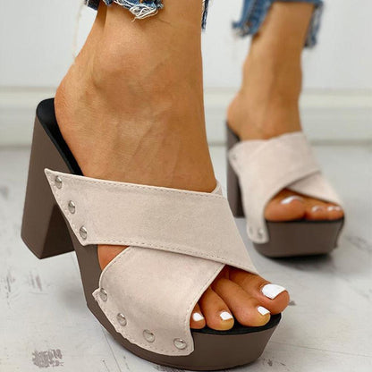 Block Heel Sandals Peep Toe