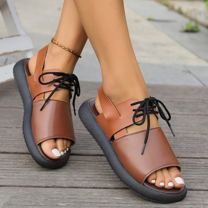 Casual Open Toe Lace Up Sandals