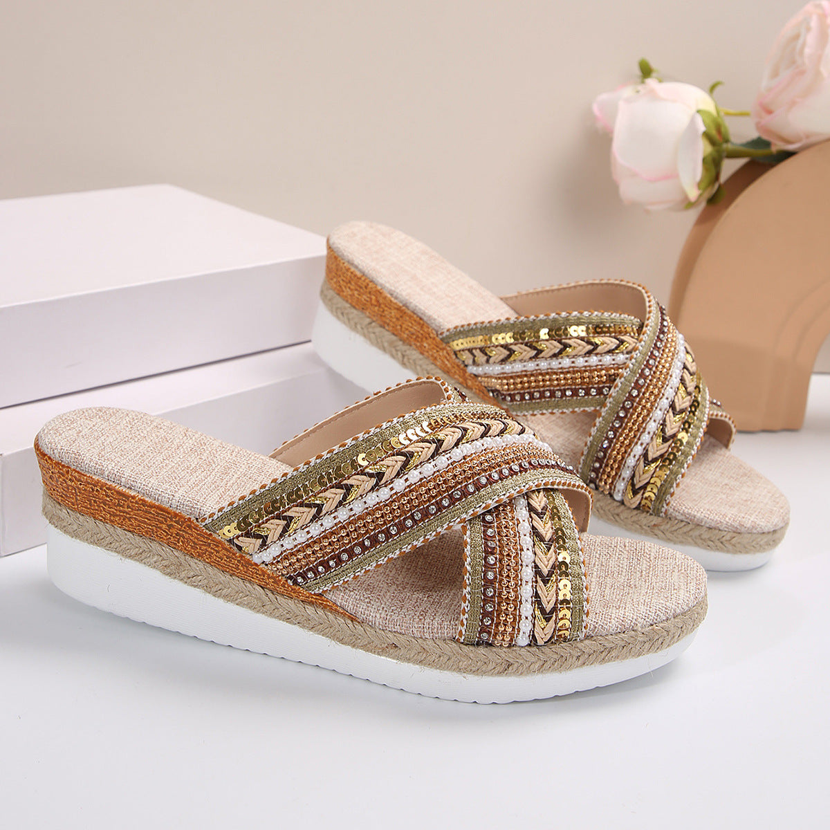 Wedge Summer Ethnic Style Cross-strap Sandals