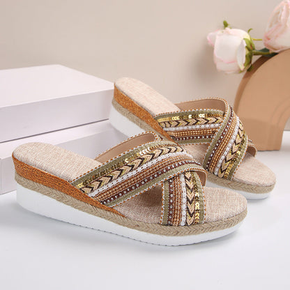 Wedge Summer Ethnic Style Cross-strap Sandals