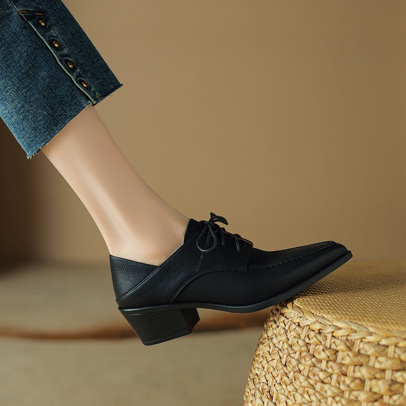 Round Toe Block Heels Casual Shoes