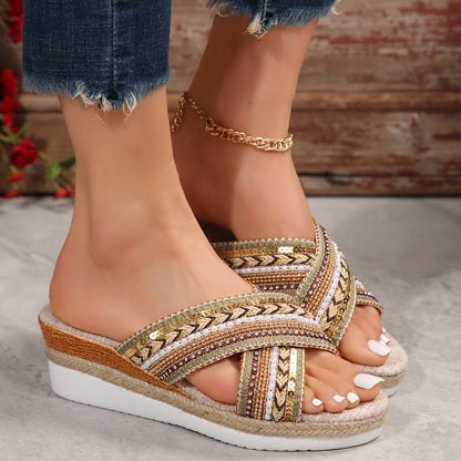 Wedge Summer Ethnic Style Cross-strap Sandals