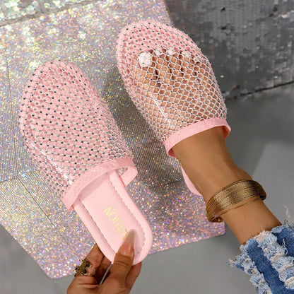 Hollow Sandals With Rhinestones