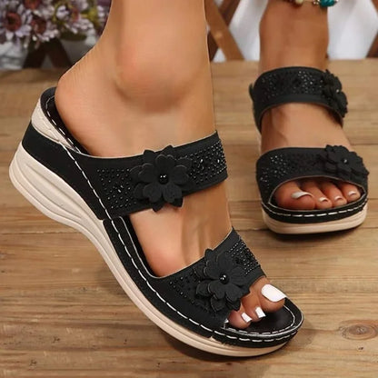 Womens Slippers Pumps Wedge Heels Slingbacks Roman Sandals Beach Shoes Open Toe