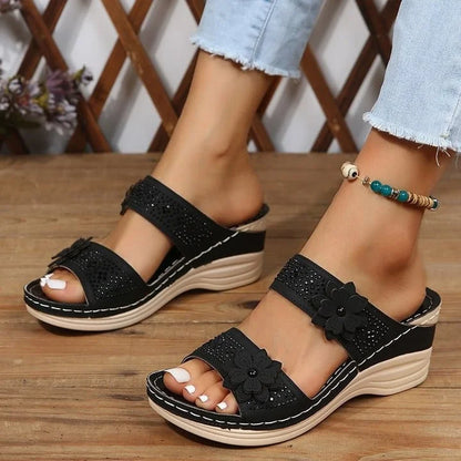 Womens Slippers Pumps Wedge Heels Slingbacks Roman Sandals Beach Shoes Open Toe