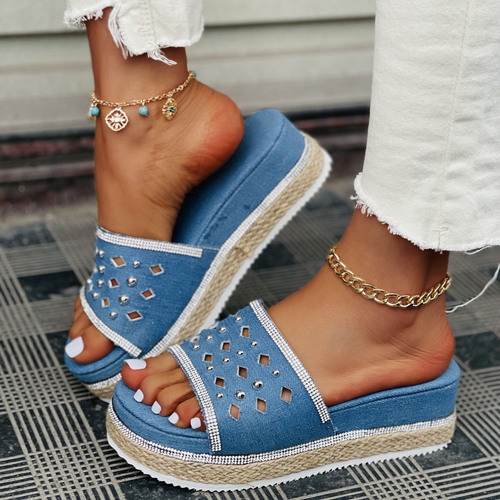 Womens Wedge Mid Heel Sandals