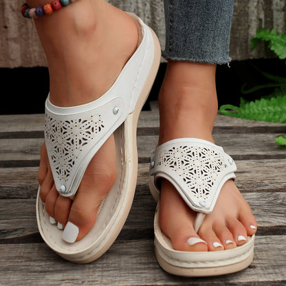 Vintage Wedge Heel Flip Flops