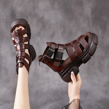 Handmade leather retro casual ankle boots sandals