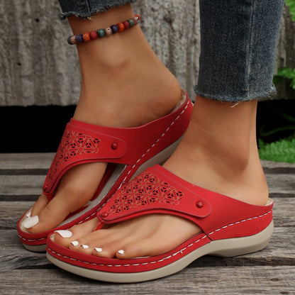 Vintage Wedge Heel Flip Flops