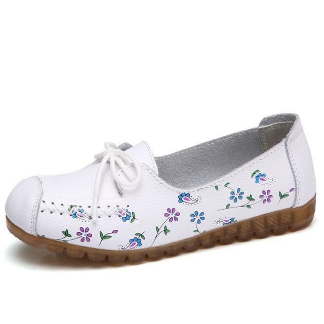 Womens Leather Floral Shoes