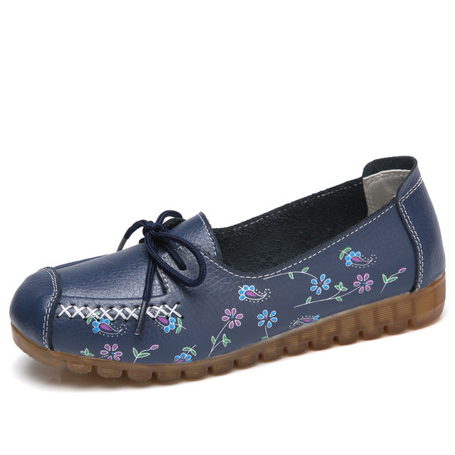 Womens Leather Floral Shoes