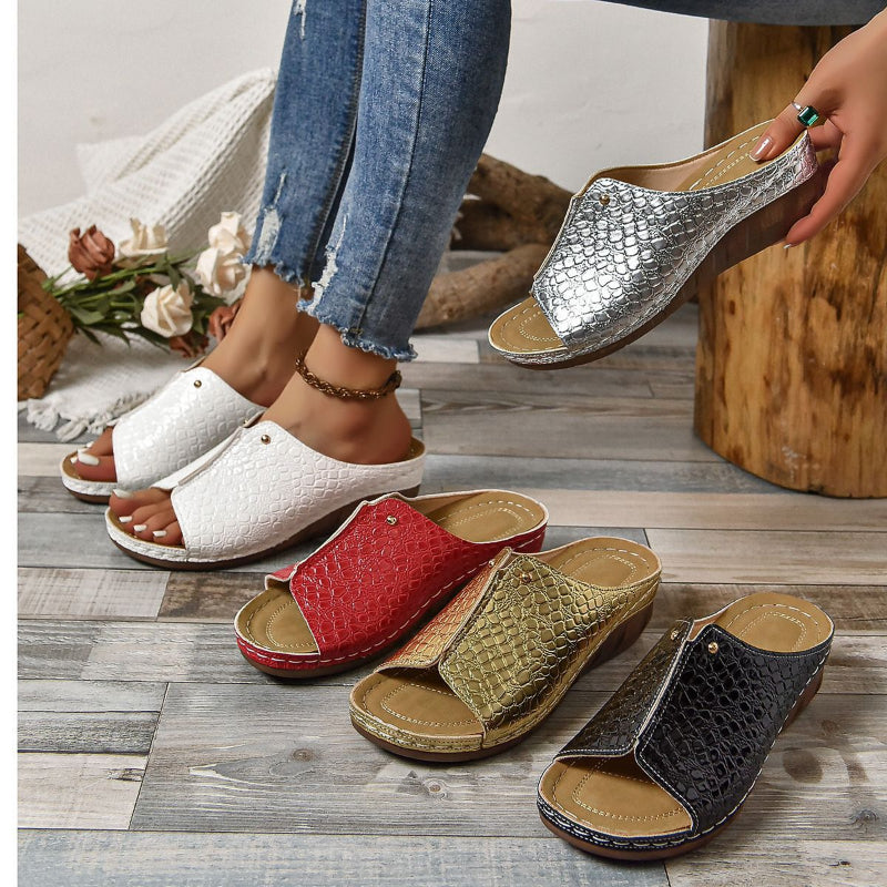 Wedge Heel Patterned Sandals