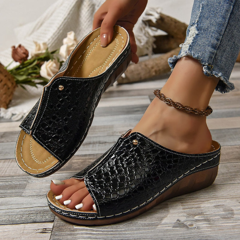 Wedge Heel Patterned Sandals