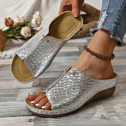 Wedge Heel Patterned Sandals