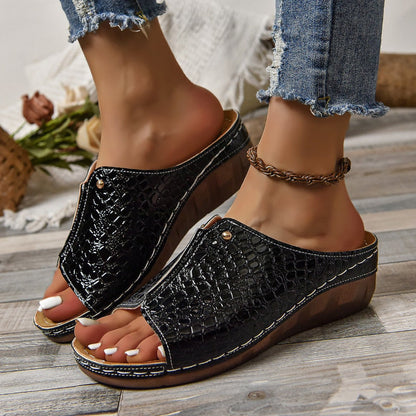 Wedge Heel Patterned Sandals