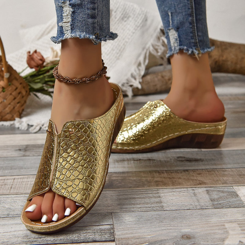 Wedge Heel Patterned Sandals