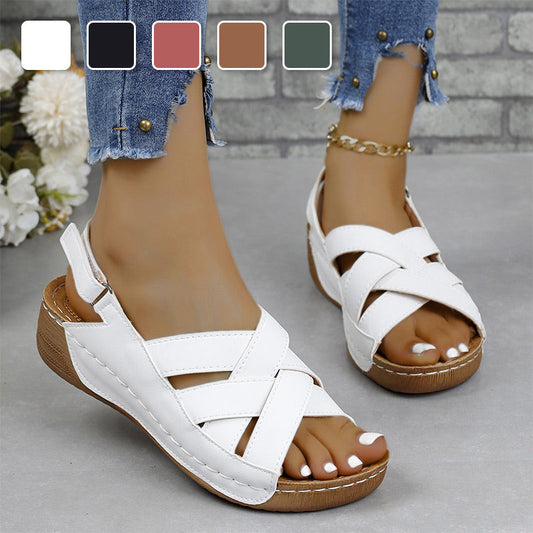 Women's Cross Slingback Wedge Sandals