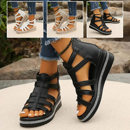 Rhinestone Trim Wedge Sandals